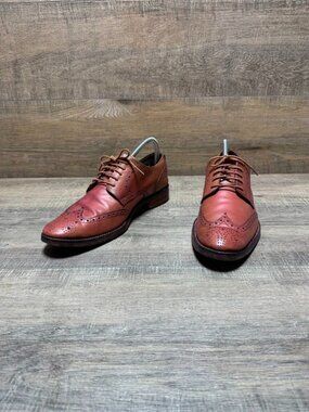 Cole Haan Grand.OS Chestnut Brown Leather Wingtip Oxford Shoes Men's Size 8